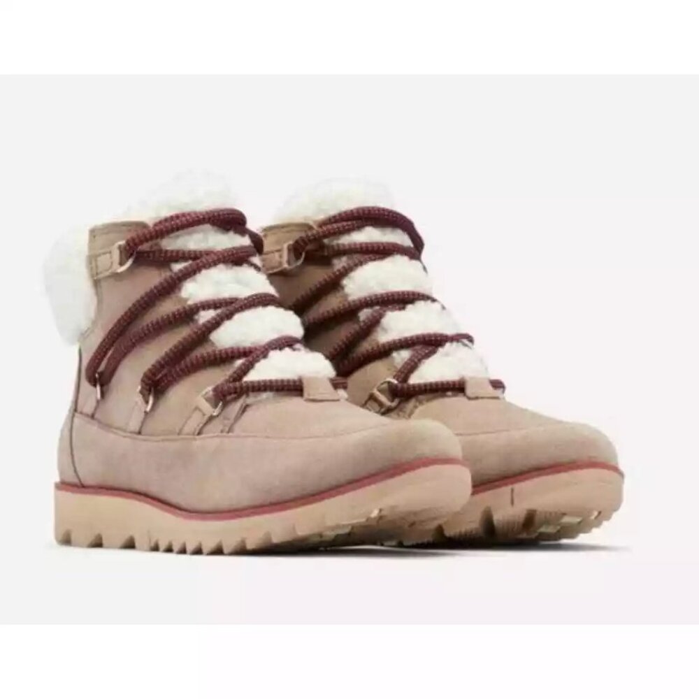 Sorel $150 Women's Harlow Lace Cozy Bootie Omega Taupe/Ancient Fossil Sz…
